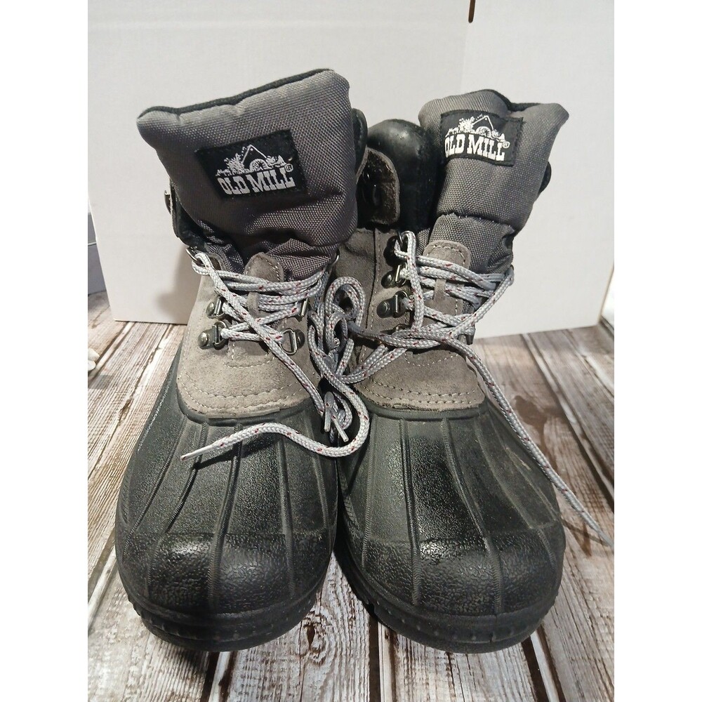 BOOTS Size 7 Old Mill Suede/Leather winter insulated BLACK GRAY THERMOLITE.